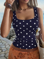 Polka Dot Scoop Neck Tank - Qu!rk Boutique