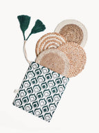 Natural Coaster Trivet Gift Set with Green pouch - Qu!rk Boutique