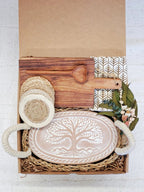 Bread Warmer Gift Box With Rectangular Wooden Board and Spoon - Oval - Qu!rk Boutique
