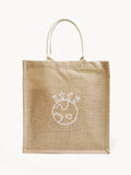 Eco-friendly jute market bag with Earth and people design, Qu!rk Boutique sustainable gift