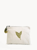 Eco-friendly canvas pouch with green leaf print and zipper, Qu!rk Boutique sustainable gift
