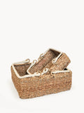 Natural woven storage baskets with rope handles, eco-friendly, at Qu!rk Boutique