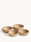 Set of four natural woven kata candy bowls on white background, eco-friendly decor from Qu!rk Boutique
