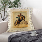 Baha Ranch Vintage Rodeo Stamp Throw Pillow Made in America - Qu!rk Boutique
