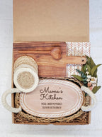 Bread Warmer Gift Box With Rectangular Wooden Board and Spoon - Mom Oval - Qu!rk Boutique