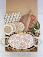 Bread Warmer Gift Box With Round Wooden Board and Spoon - Oval - Qu!rk Boutique