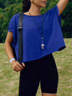 Cutout Back Short Sleeve T-Shirt - Qu!rk Boutique