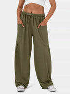 High-Waisted Drawstring Wide-Leg Pants - Qu!rk Boutique