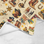 Baha Ranch Vintage Cowboy Collage Ultra-Soft Micro Fleece Blanket 60" x 80" Made in America - Qu!rk Boutique
