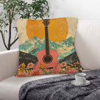 Baha Ranch Retro Pop Western Pink Guitar Pillow Case Made in America - Qu!rk Boutique