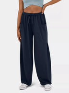 High-Waisted Drawstring Wide-Leg Pants - Qu!rk Boutique