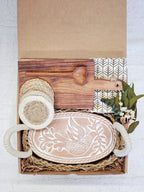 Bread Warmer Gift Box With Rectangular Wooden Board and Spoon - Oval - Qu!rk Boutique