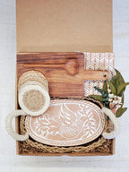 Bread Warmer Gift Box With Rectangular Wooden Board and Spoon - Oval - Qu!rk Boutique