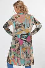 Baha Ranch Retro Pop Western Collage Lightweight Cardigan - Qu!rk Boutique