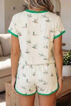 Mallard Printed Colorblock Trim Short Set - Qu!rk Boutique