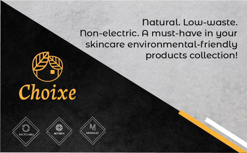 Choixe eco-friendly skincare branding with natural, low-waste, recyclable product icons