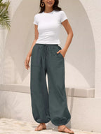Casual Loose Fit Drawstring Waist Harem Joggers - Qu!rk Boutique