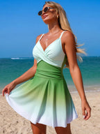 V-Neck Gradient One-Piece Swimsuit - Qu!rk Boutique
