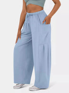 High-Waisted Drawstring Wide-Leg Pants - Qu!rk Boutique