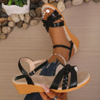 Open Toe Wedge Sandals - Qu!rk Boutique