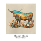 Baha Ranch Velvety Soft Painted Longhorn Pillow Cover Made in America - Qu!rk Boutique