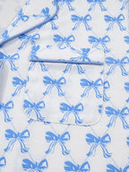 Bow Print Long Sleeve Shirt and Pants Pajama Set - Qu!rk Boutique