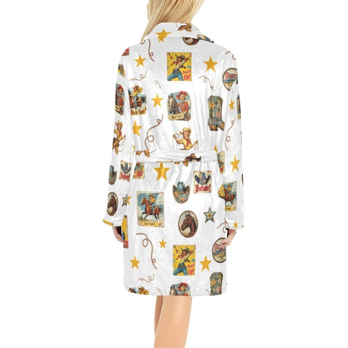 Baha Ranch Vintage Cowgirl Collage Women's Western Bath Robe - Qu!rk Boutique