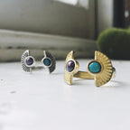 Dawn to Dusk - Two Stone Turquoise Boho Sunburst Ring - Qu!rk Boutique
