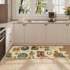 Baha Ranch Vintage Cowboy Collage Rug Runner Indoor 60" x 22" Made in America - Qu!rk Boutique