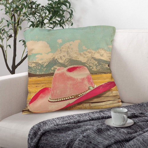 Baha Ranch Retro Pop Western Pink Hat Pillow Case Made America - Qu!rk Boutique