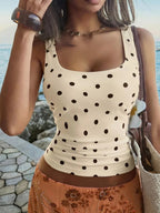 Polka Dot Scoop Neck Tank - Qu!rk Boutique