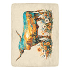 Baha Ranch Painted Longhorn Throw Blanket 60" x 80" Made in America - Qu!rk Boutique