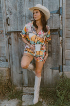 Baha Ranch Retro Pop Western Satin Pajama Set - Qu!rk Boutique