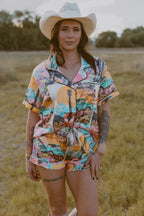 Baha Ranch Retro Pop Western Satin Pajama Set - Qu!rk Boutique