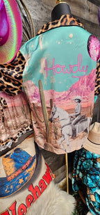 Baha Ranch Retro Pop Western Howdy Desert Cowgirl Satin Pajamas - Qu!rk Boutique