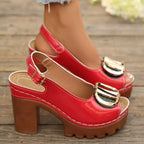 Peep Toe Block Heels Sandals - Qu!rk Boutique