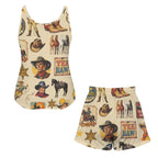 Baha Ranch Vintage Cowboy Collage Pajama Lounge Tank Shorts Set Made in America - Qu!rk Boutique
