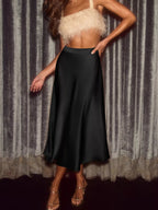 Satin Midi Skirt - Qu!rk Boutique