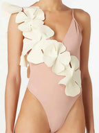 Contrast Flower Spaghetti Strap One-Piece Swimwear - Qu!rk Boutique