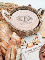 Bread Warmer & Basket Gift Set with Tea Towel - Pumpkin Round - Qu!rk Boutique