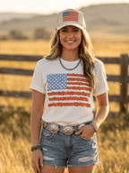 Floral American Flag Graphic Tee - Qu!rk Boutique