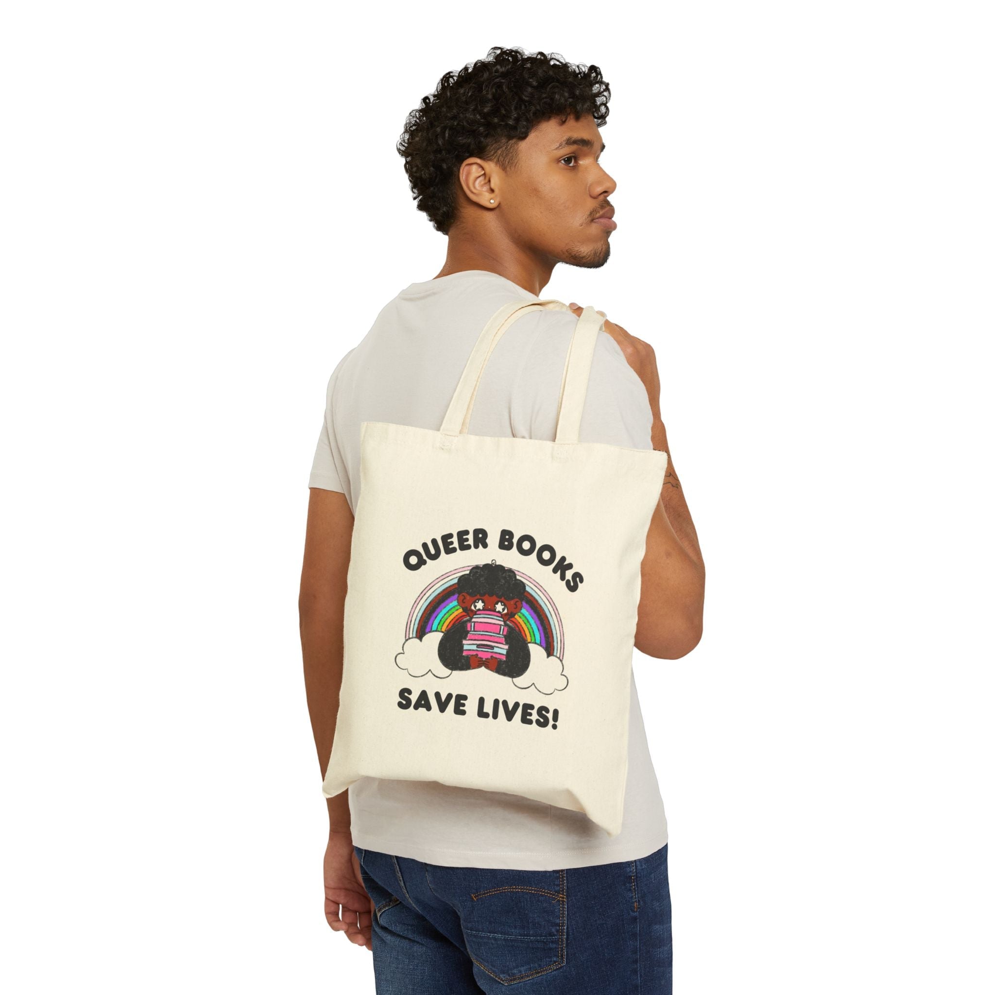 “Queer Books Save Lives!” Pride Book Tote