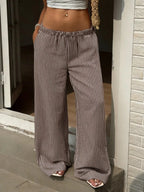 Tied Striped Wide Leg Pants - Qu!rk Boutique