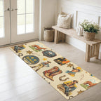 Baha Ranch Vintage Cowboy Collage Rug Runner Indoor 60" x 22" Made in America - Qu!rk Boutique