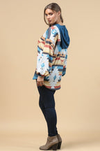 Blue Mountain Turquoise Aztec Lightweight Hoodie Made in America - Qu!rk Boutique