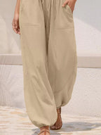 Casual Loose Fit Drawstring Waist Harem Joggers - Qu!rk Boutique