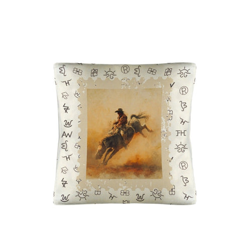 Baha Ranch Vintage Rodeo Stamp Throw Pillow Made in America - Qu!rk Boutique
