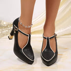 Point Toe Flare Heels Pumps - Qu!rk Boutique