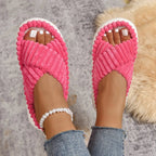 💙 Crisscross Open Toe Platform Slippers - Qu!rk Boutique