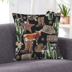Baha Ranch Cowboy Collage Velvety Soft Throw Pillow Case Made in America - Qu!rk Boutique